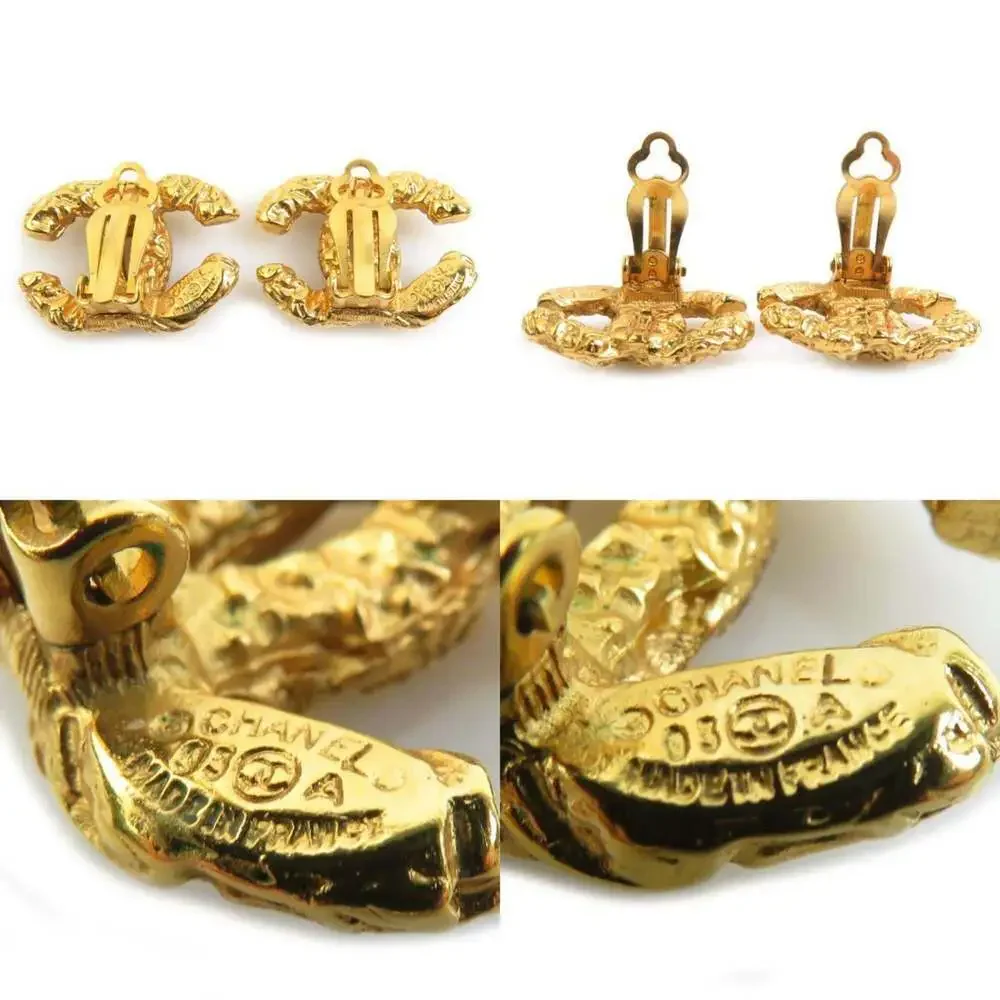 CHANEL Gold Logo Earrings